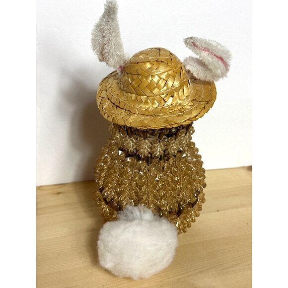 Vintage Bunny Rabbit Beaded Lamp Safety Pin Granny Kitsch Easter Nostalgia Glow - Picture 4 of 10
